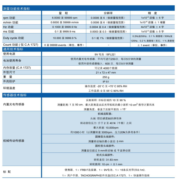 CA1727技术参数1.png 法国 CA1725数字转速表